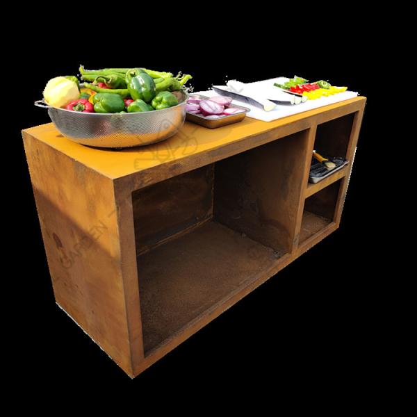 Churrasqueira externa de aço corten de 2 mm de espessura grelhas de metal pintadas de ferrugem preta