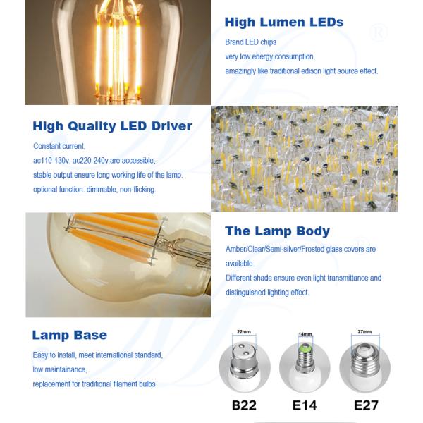 20 Watt Equivalent LED Edison Light Bulbs 3W Bayonet Lamp Base A19 A60 Holiday Decorative Lighting