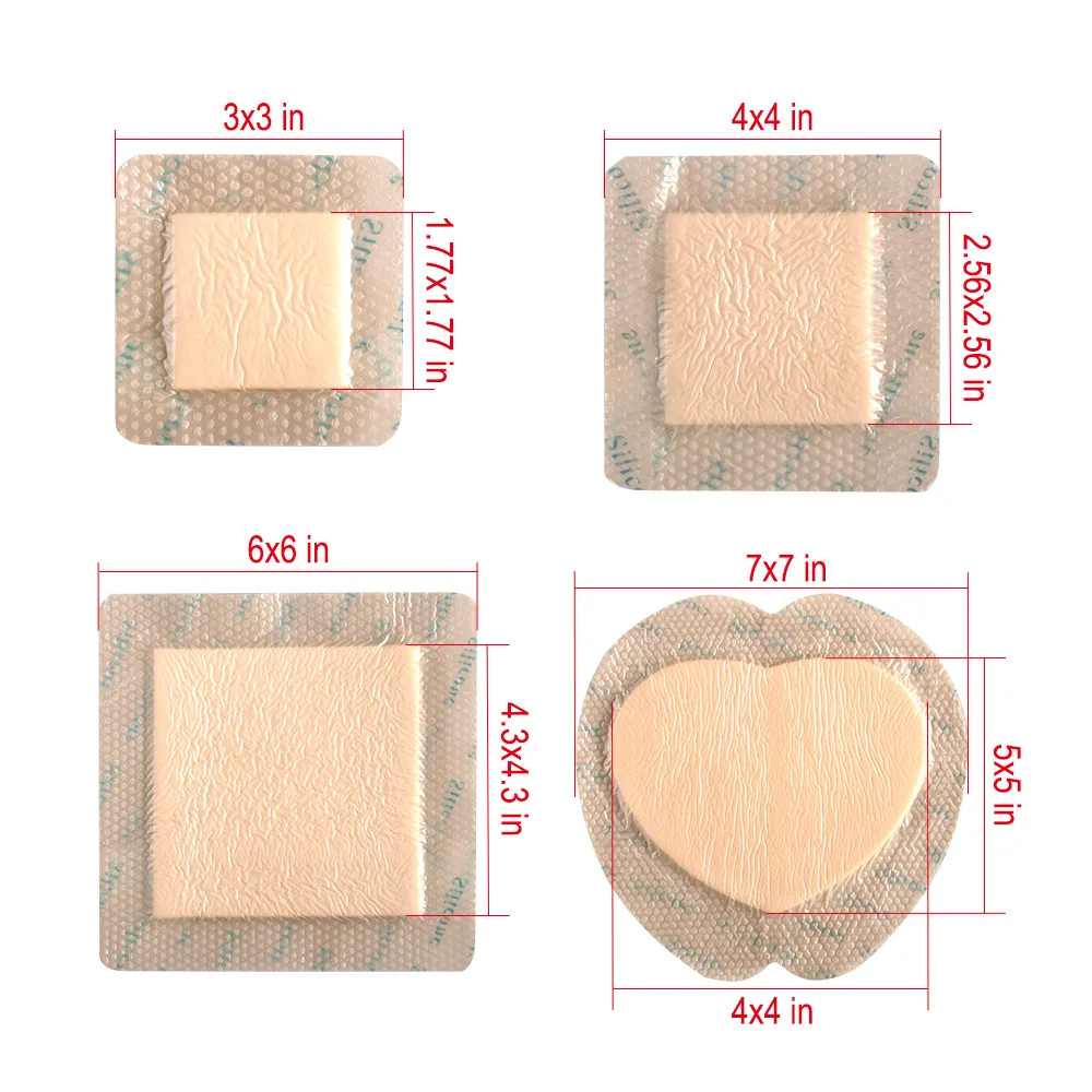 Self Adhesive Silicone Foam Dressing With Border Wound Bandage Pad 12.5x12.5cm