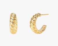Croissant Dome Hoop Earrings 18K Gold Plated Silver Croissant Dome Hoops
