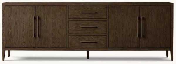 Medieval Style Walnut Console Table Roller Shutter Door Cabinet
