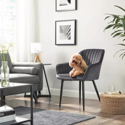 19.3inch width Scandinavian Style Dining Chairs Soft Fabric Velvet Side Chair