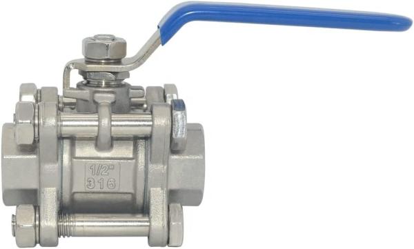 Válvula de bola de cabeça redonda 1/2 polegada NPT threaded aço inoxidável 304 Feminino 3 peças Full Port