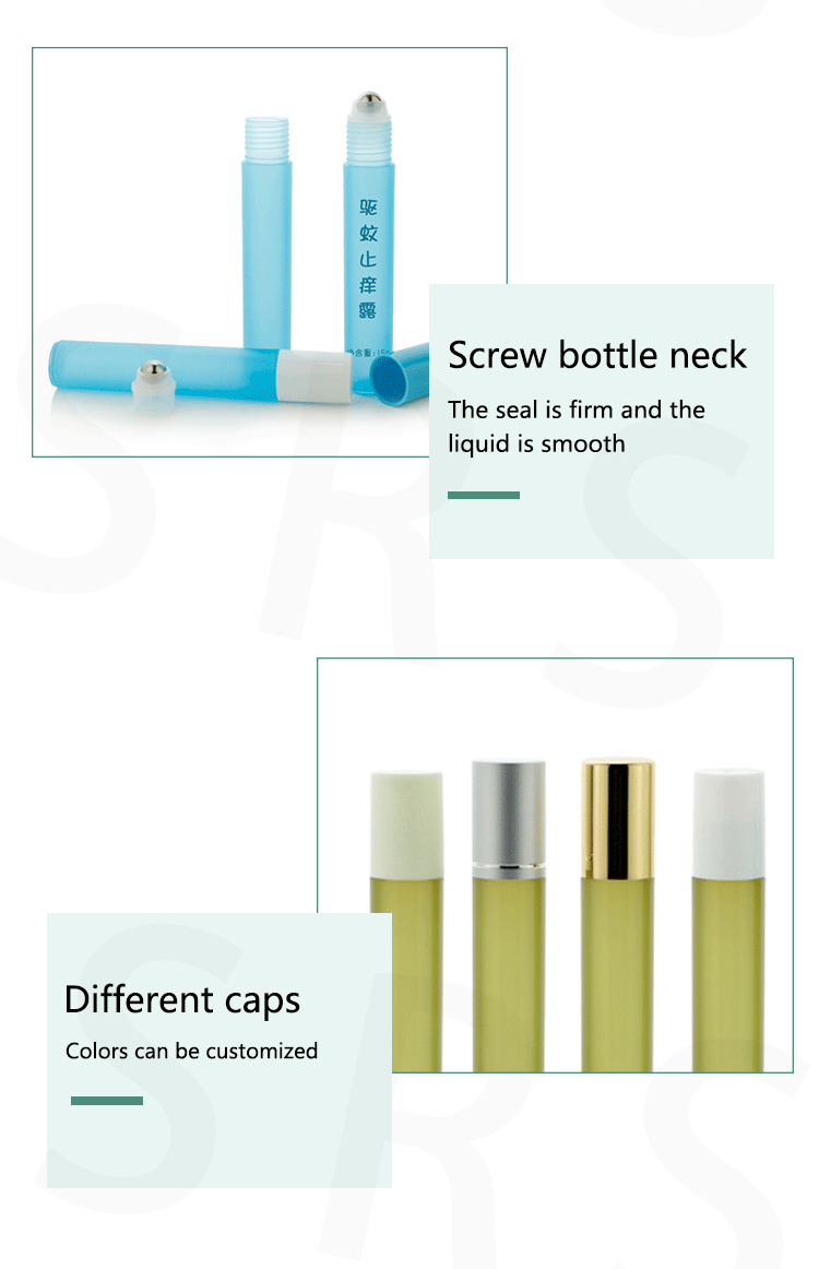 Custom Color 20ml Plastic Roller Bottle Empty Roll On Container For Massage Oil Deodorant Serum