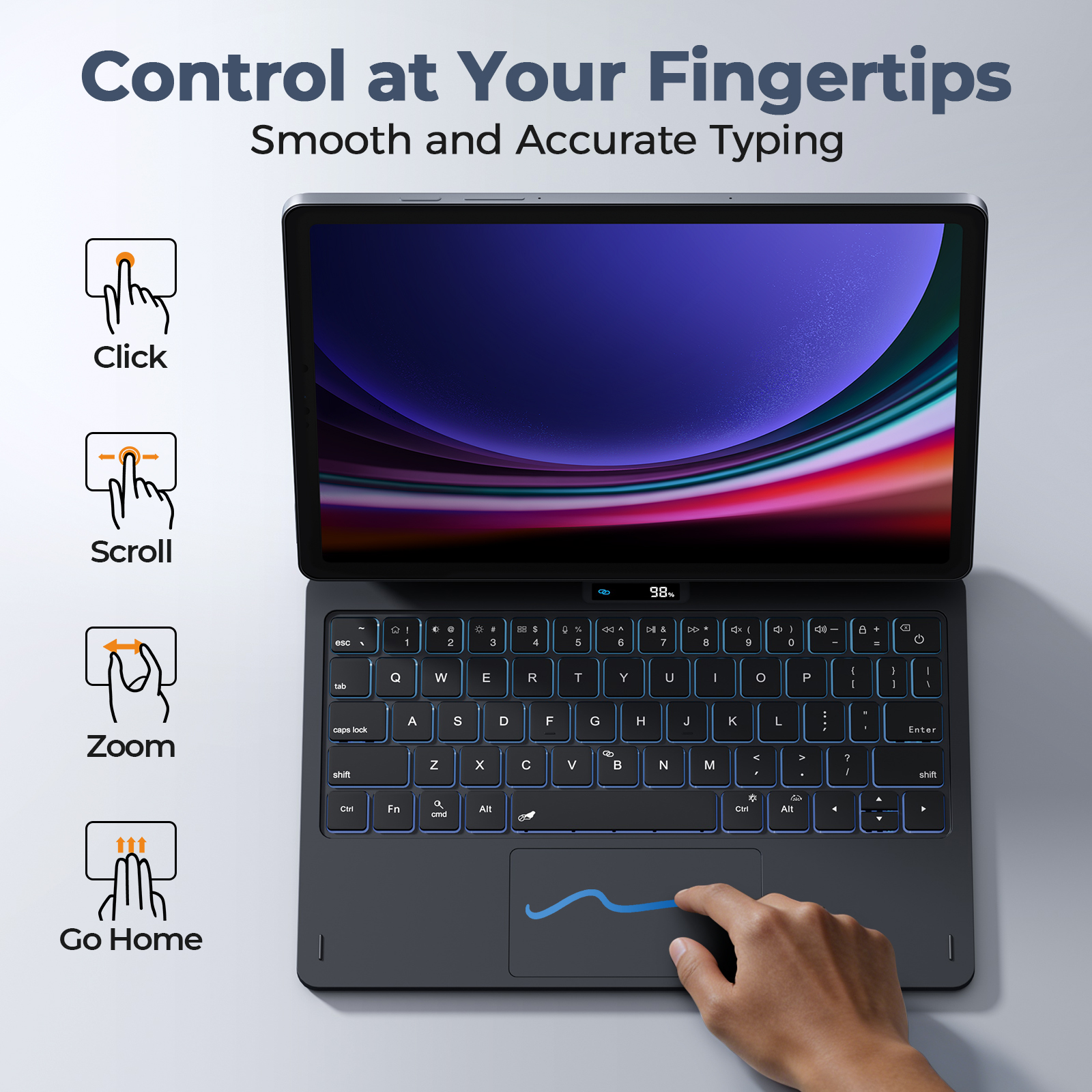 Laudtec Magnetic Keyboard Case for Samsung Tab S9/S10/S11/Fe 11-inch Tablet Pen Slot Multi Layout Support Customized Lightweight