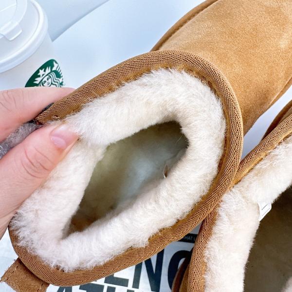 Thick-Soled Wool And Velvet Thickened Women'S Snow Boots Cowhide Non-Slip Short-Tube Cotton Shoes