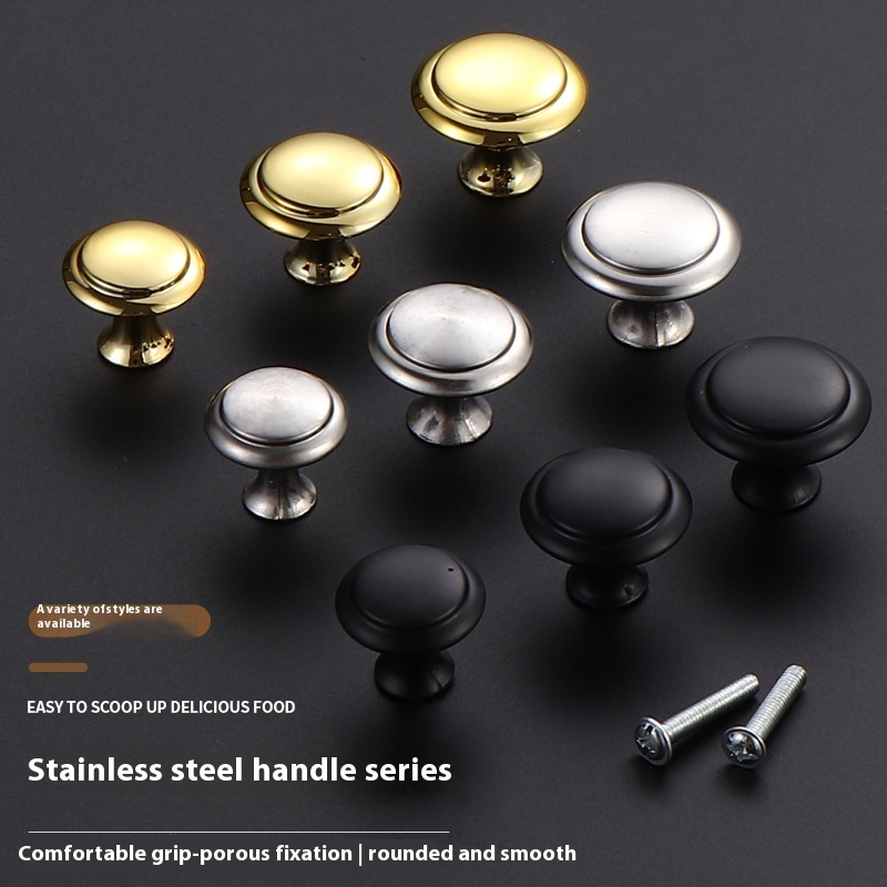 Single Hole Stainless Steel Mushroom Knob in Gold Silver Black-for Cabinets Door Shoe Drawer & Bedroom Bathroom Use
