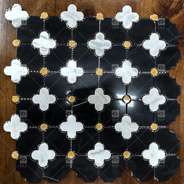 Водяная струя цветочного узора Мраморный камень Мозаика ванная плитка Для домашнего декора