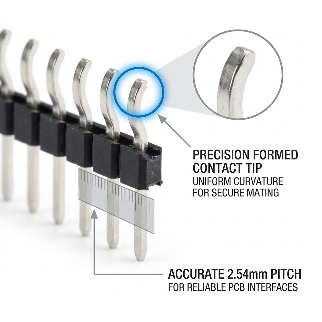 Right Angle Single Row Male Pin Header Connector 2.54mm Pitch 90 Degree PCB Through-Hole