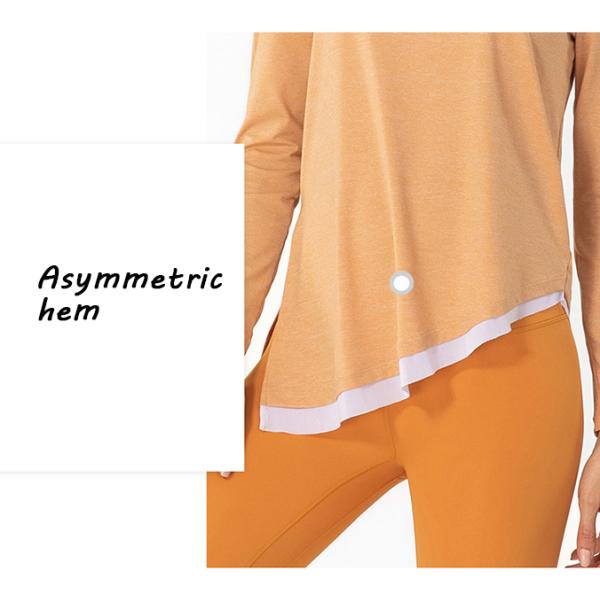 Orange Nude Yoga Long Sleeve Top Women'S Irregular Breathable Sports T - Shirt