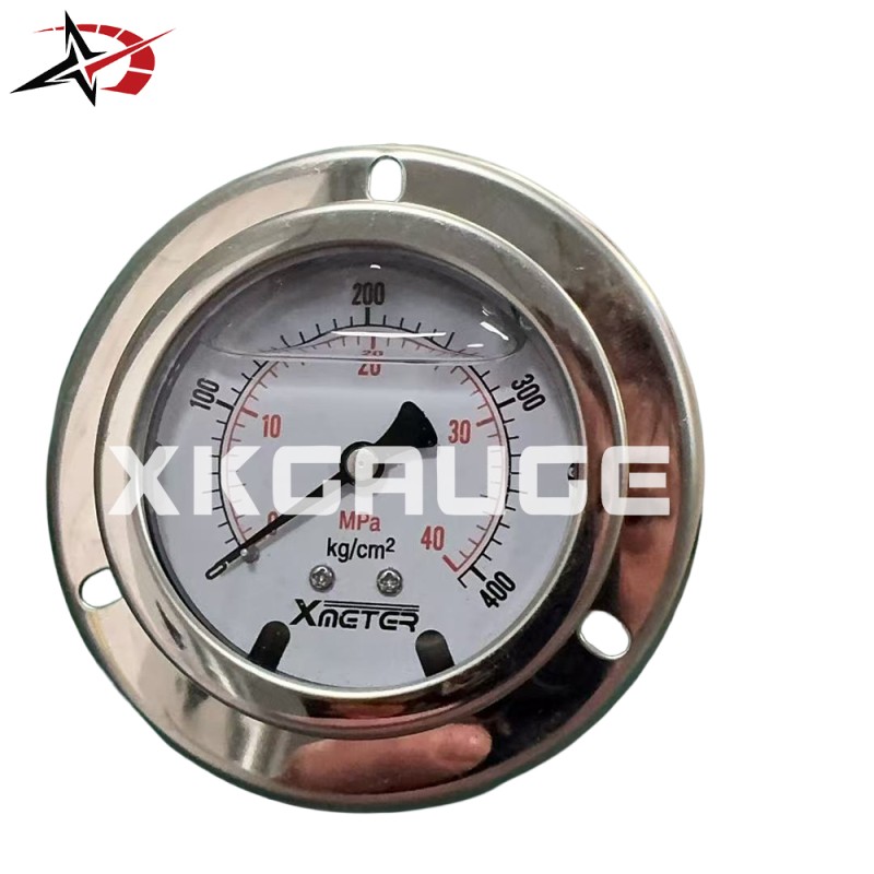 Panel Mount Liquid Filled Pressure Gauge Axial Stainless Steel Front Flange for