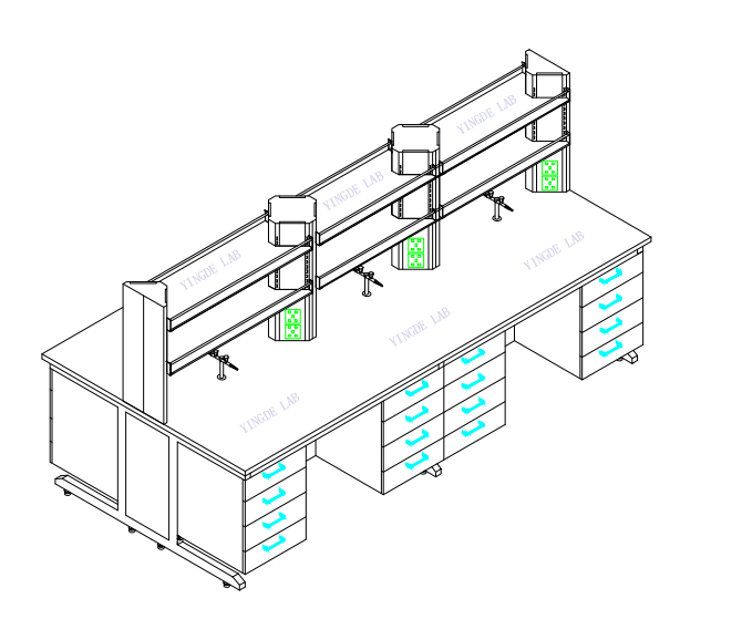Steel Wood Modular Laboratory Benches C Frame Laboratory Island Table With Sink And Reagent Rack