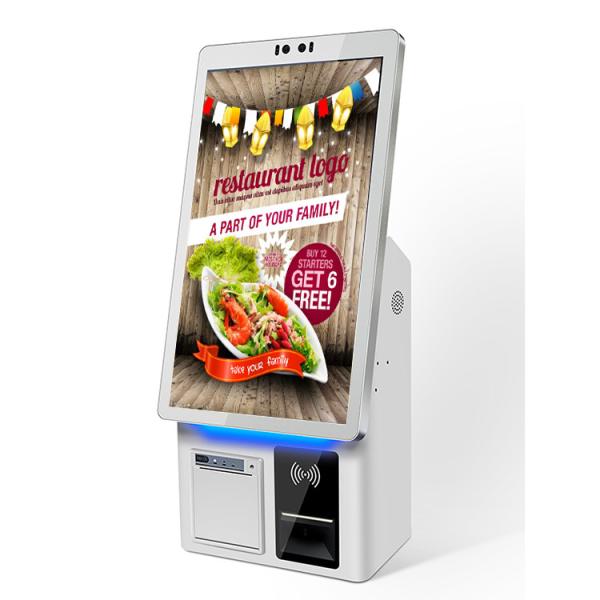 21.5 Inch Fast Food Self Service Payment Kiosk Floor Stand Machine Interactive Automatic Touch Screen Kiosk With POS Software