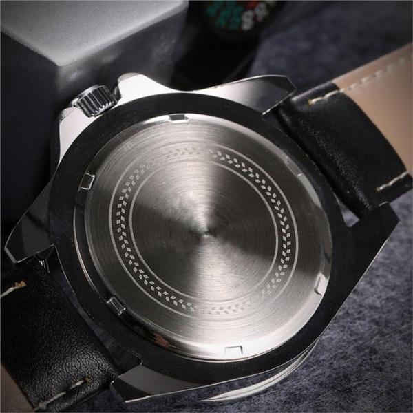 Men Leather Strap Mechanical Watches Simple Hands Stylish Business Watch