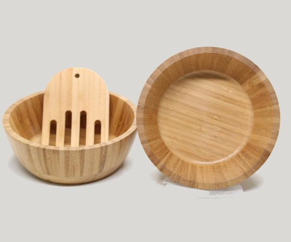 kitchen bamboo wooden stackable salad bowl set for salad , pasta , fruit