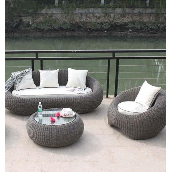 Hotel Outdoor Light Luxury Ellipse PE Rattan Sofa Set Patio Garden Waterproof Metal Furniture