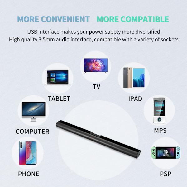 2000mAh Bluetooth TV Soundbar Speaker Wireless Audio Soundbar 2.0ch Design