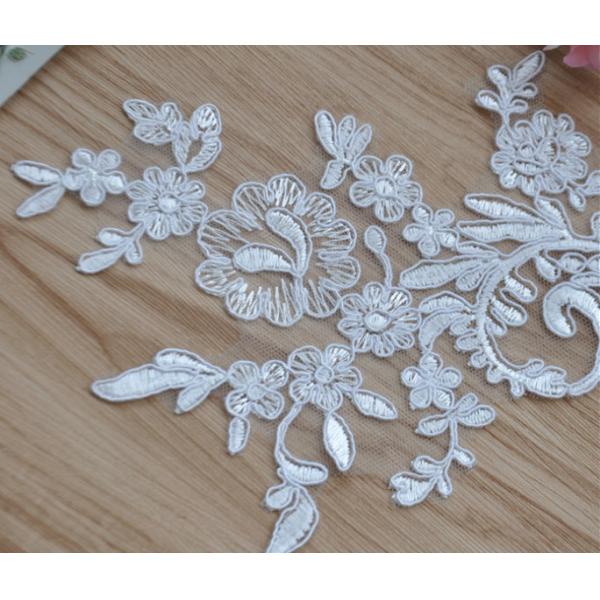 Cord Lace Applique Ivory Color Embroidery Flower for Wedding Dress embroidery rayon thread