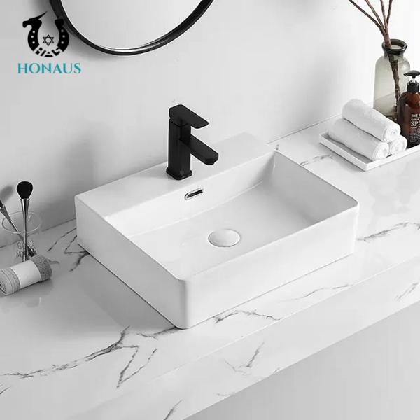 Stylish Solid Bathroom Countertop Basin Above Counter Rectangular Sink 600mm