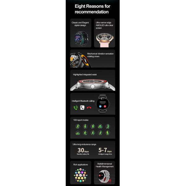 HK49 Women Smart Watch 1.43 Inch Amoled NFC Heart Rate Blood Oxygen Multiple Sport Modes