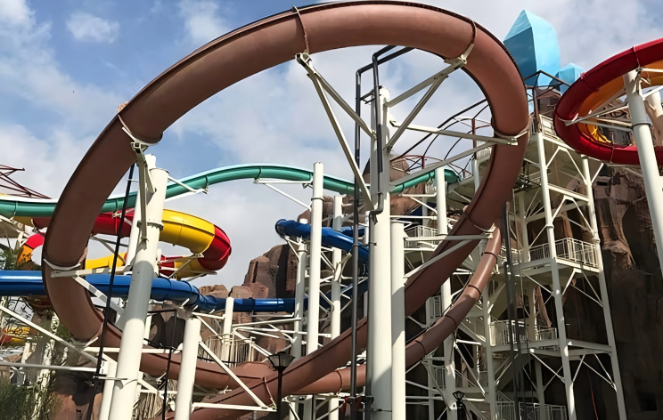 Aqua Park Sky High Spiral Water Slide Anti Collision 14-20m