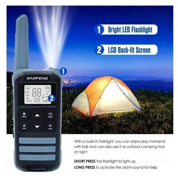 FR-22A Portable Walkie Talkie with 5W Output Power 1500mAh Battery and 400-470MHz Frequency Two Way Radio