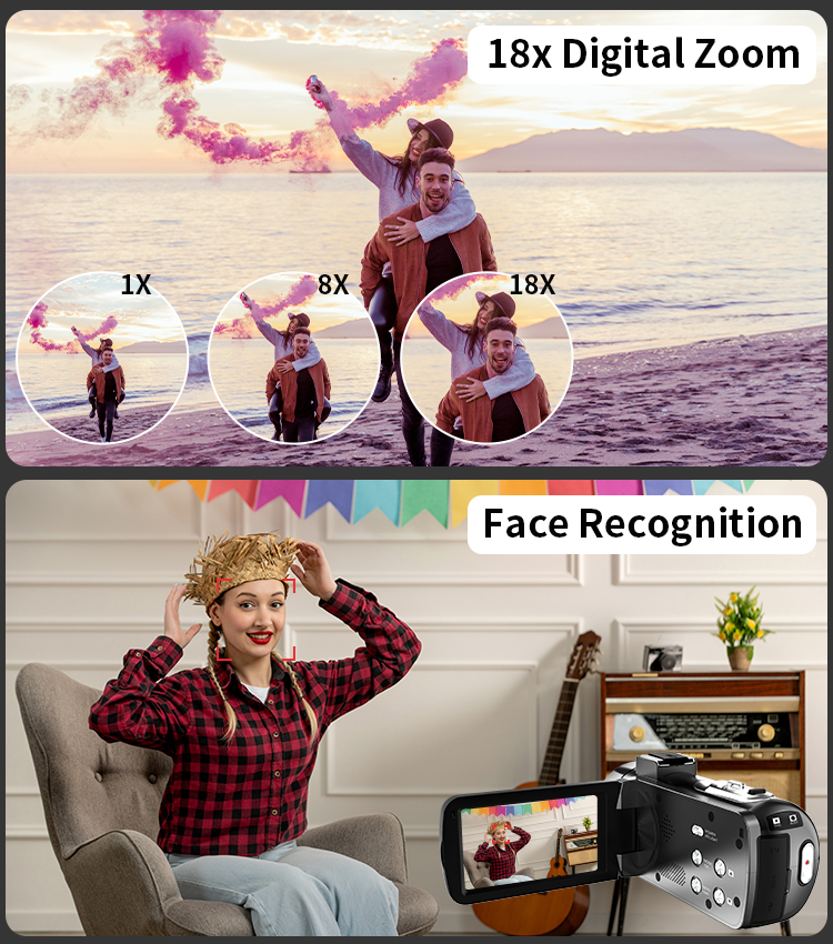 8K 96MP Professional Video Camera with 18X Zoom Anti-Shake WiFi Ideal for Vloggers Photographers and Beginners As Christmas Gift