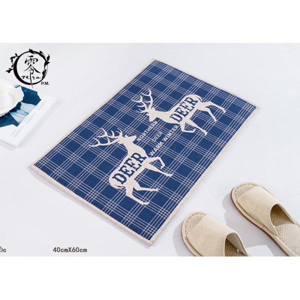 Anti Slip Rubber Kitchen Floor Mats , Christmas Deer Pattern Washable Durable Door Mat