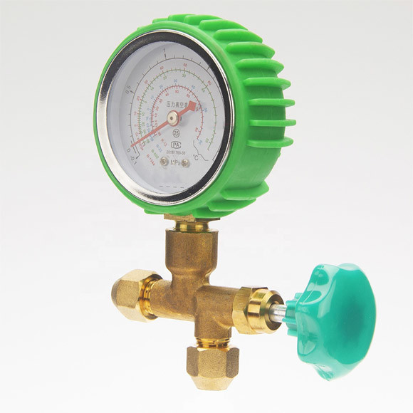 Three Way Brass Single Manifold Pressure Gauge Non Toxic Of Refrigeration Parts