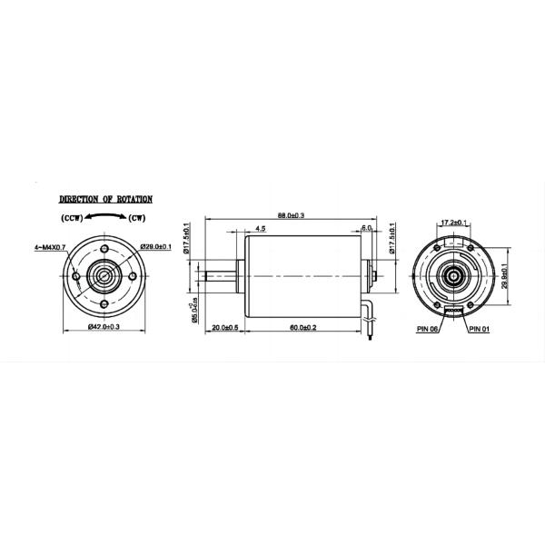 Двигатель медицинского оборудования 24В 0,28А 6700RPM Двигатель BLDC с низким уровнем шума