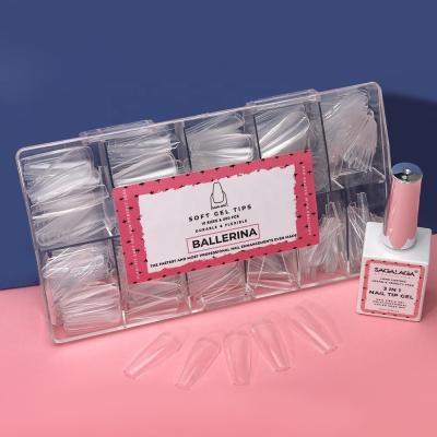 500pcs Soft Gel Almond Coffin Nail Extension Tips SAGALAGA's Top Choice for Press on Nails in Bulk by SAGALAGA