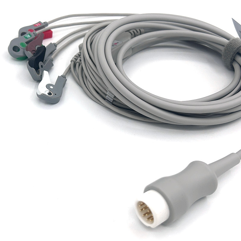 HP 12Pin 5lead WIRES ЭКГ Монитор кабель Серой цвет Латекс свободный многофункциональный