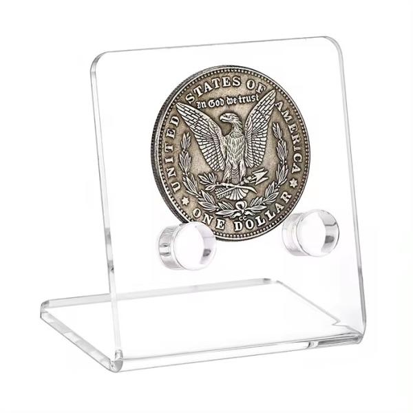 Clear Coin Collection Cast Acrylic Holder Acrylic Coin Display Stand With Groove Cut