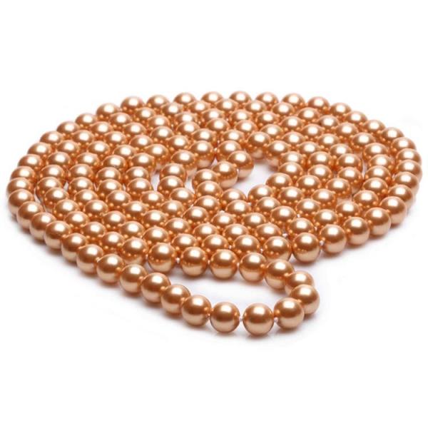 Luxury Gold Color Round 8mm Shell Pearl Sweater Necklace 55 Inches (N08230)