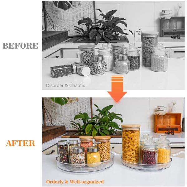 Smooth Rotating Modern Kitchen Plastic Lazy Susan Storage Holders Spice Rack