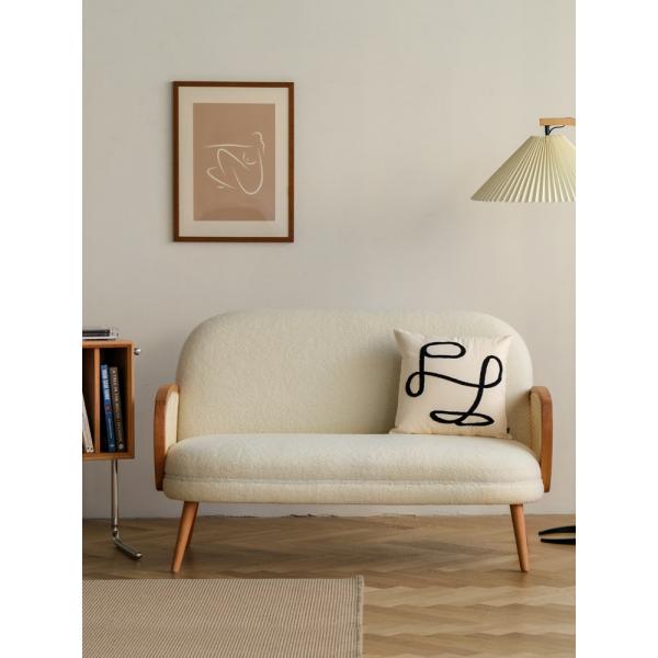 Solid Wood Rattan Modern Fabric Sofa Set Cloth Single Leisure Chair