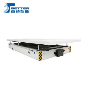 Electric Heavy Pipe Handling Hydraulic Scissor Lift Transfer Cart on Rails