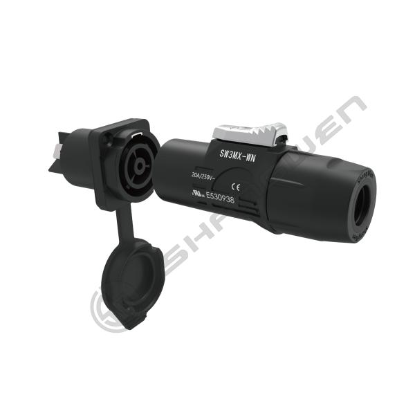 Outdoor Powercon Connector Waterproof Male Female Plug Connector IP65 Outdoor Panel Mount Power Socket 3-Pin Male Audio Connector with LED Display 20A Chassis Socket for Audio Power Solutions