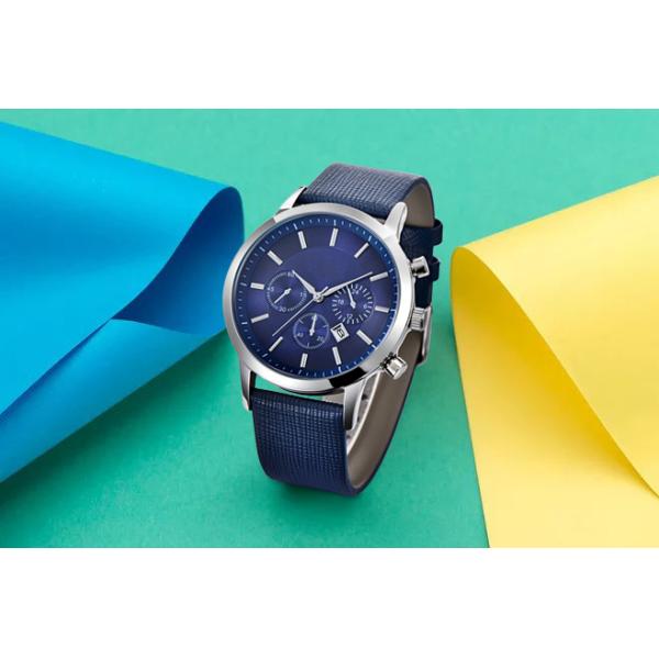 Chronograph Movement 30m Waterproof Leather Quartz Watch SGS