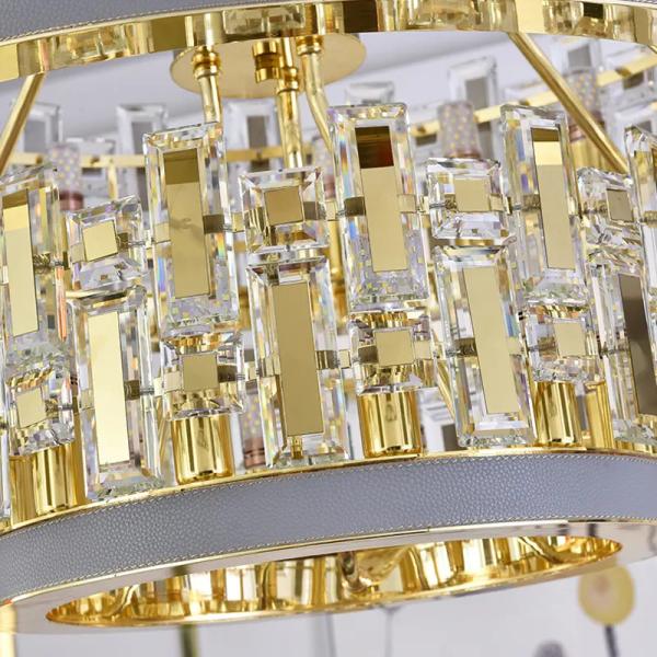 Placa de techo espesada electrochapada E14 moderna redonda de Grey Crystal Chandelier del humo del LED