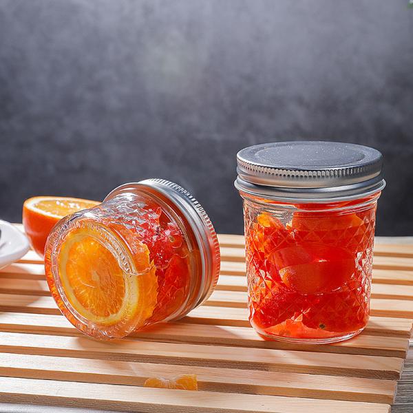 Jelly Food Glass Pickle Jar , 4oz / 8oz Clear Caviar Clear Glass Jars