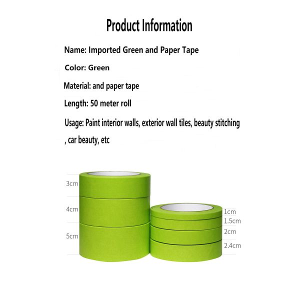 Performance Green Masking Tape for Automotive Repair and Painting Applications High Quality Adhesive Tape