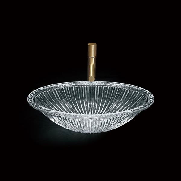 One Piece Molding Glass Vessel Sink Bowls 550mm Long No Overflow