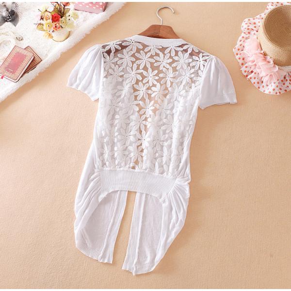 Outwear Cardigan Women Hallow Out Long Sleeve Single-breasted Button Knitted Sweater Crochet Blouse Tops