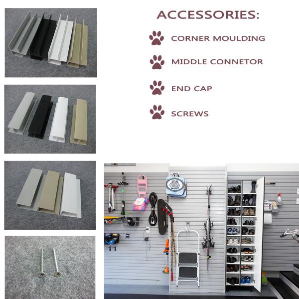 PVC Slatwall обшивает панелями белый серый черный цвет на настенный дисплей гаража 4ft 8ft