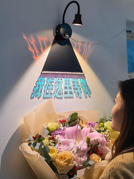 Color acrylic advertising signs distribution custom spotlights follow the heart to adjust the logo hollowed out projection logo