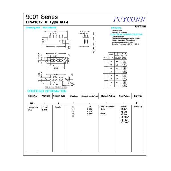 330 DIN41612 соединитель PCB Eurocard соединителя 3*10P 30Pin вертикальный мужской прямой