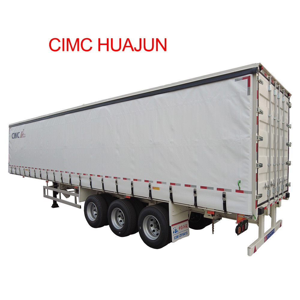 CIMC HUAJUN Trailer Curtain Tensioner 3 Axles 40 ft Drop Deck for Dry Cargo Transport