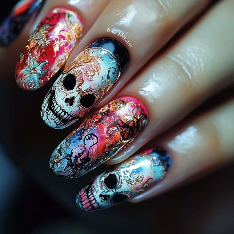 Halloween Long Holiday Press On Nails Wholesale Bat Spider Web For Salon