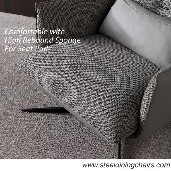 Stitched Lounge Black Iron 44CM 78cm Metal And Fabric Dining Chairs